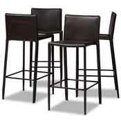 Baxton Studio Malcom Modern and Contemporary Brown Faux Leather Upholstered 4-Piece Bar Stool